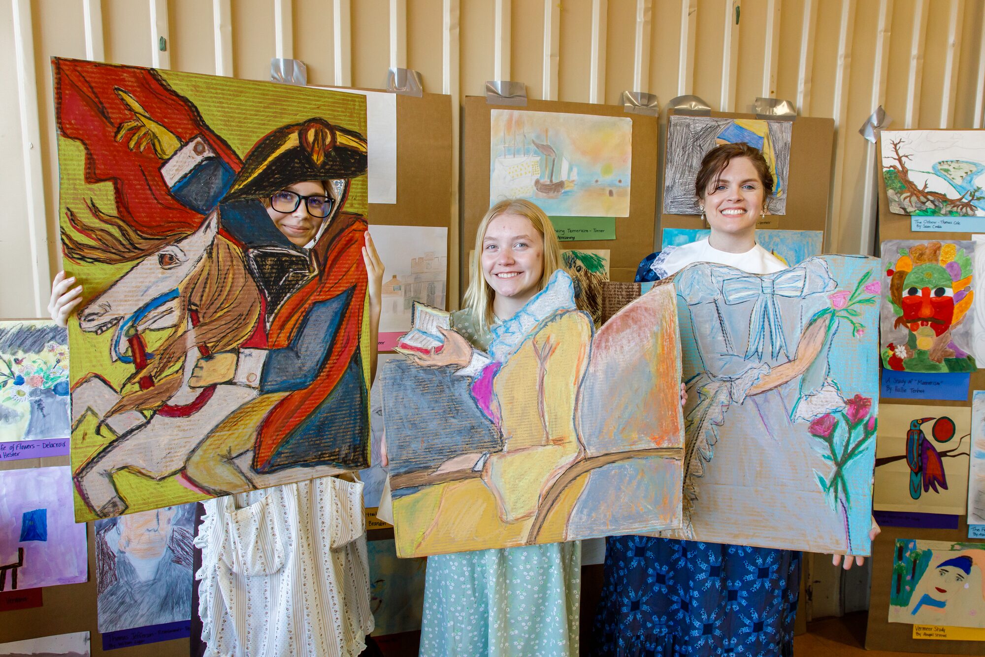 Students dressed as famous paintings for an art history project