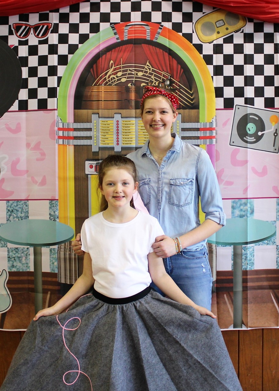 Students dressed for a 1950s-themed modern history day